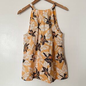 Tommy Bahama Hawaiian Floral Linen Sleeveless Halter Top Size Medium Tropical